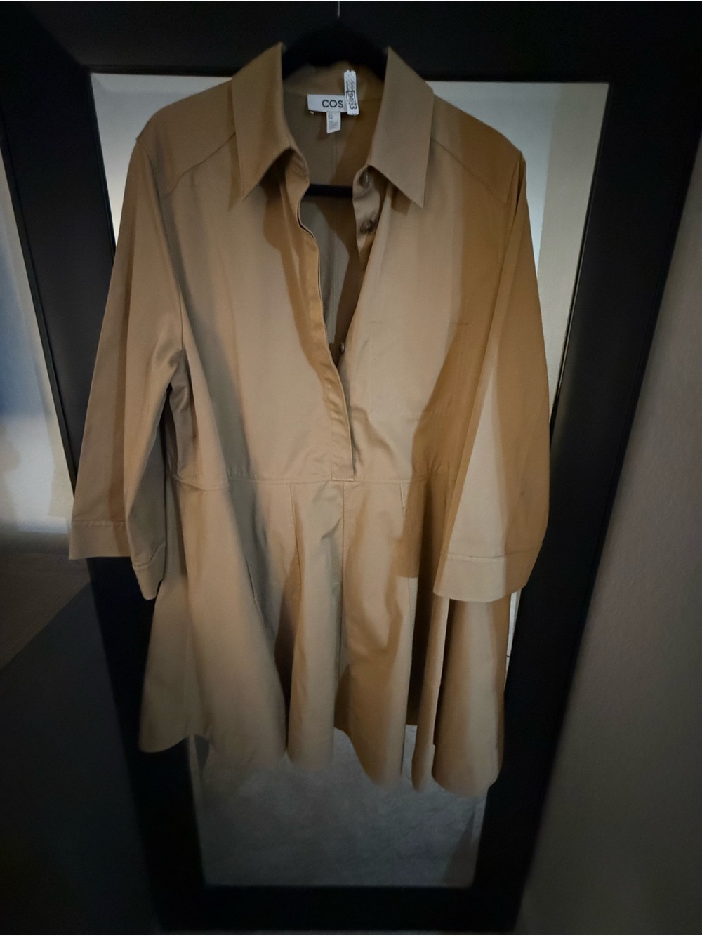 COS Tan Poplin dress with Flared Hem